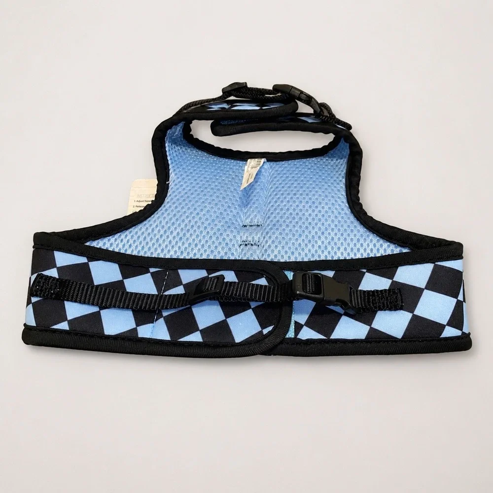 NWT Whisker City Cat Vest Harness Adult Blue Checkered Mesh Padded Buckle Strap